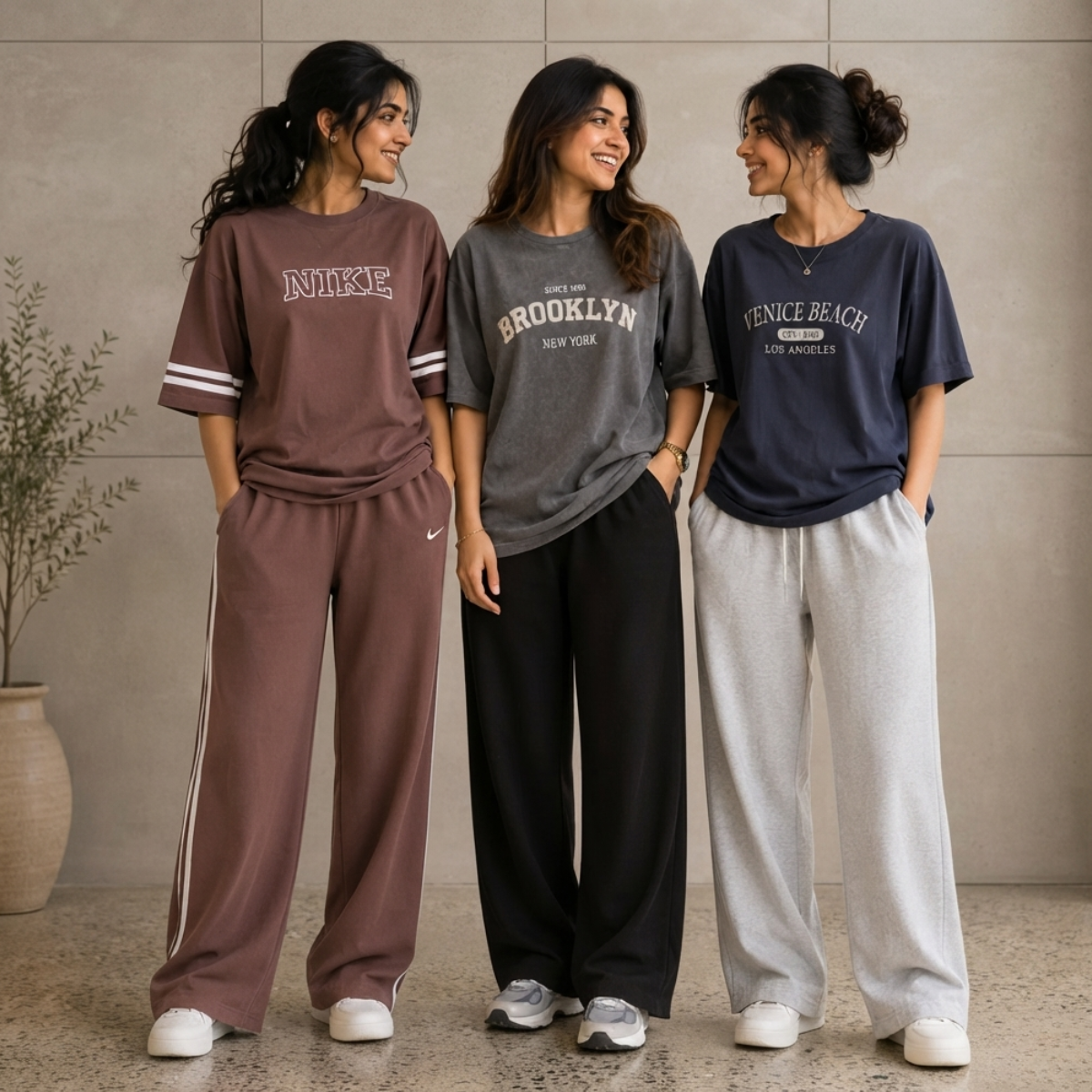 Women's T-Shirt & Trouser Set of 3 (Multicolor) – Coordinated Casual Wear | Style 10