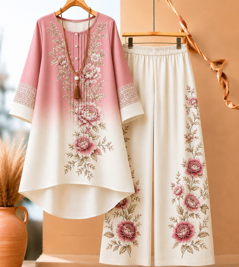 Floral Ombré Co-Ord Set (Pink) | NaariPoshak